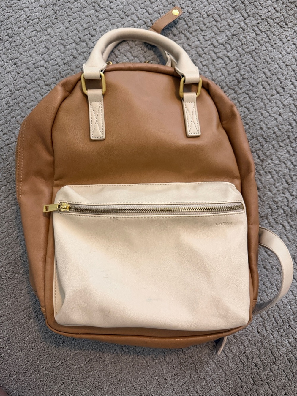 Fawn Design Two-Tone Tan and Cream Leather Backpack
